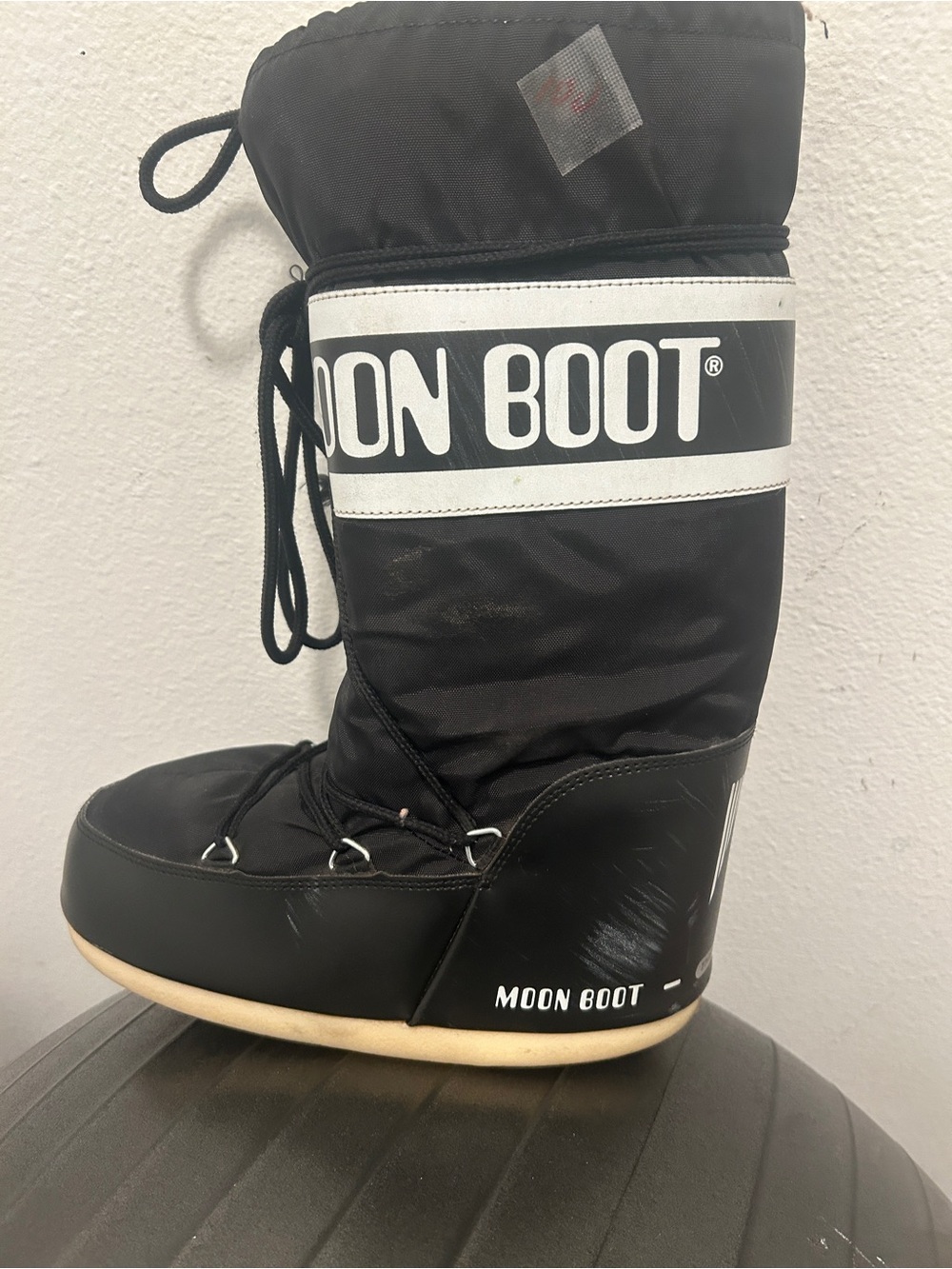 Moon Boot Black Women's Insulated Snow Boot with White Logo Band